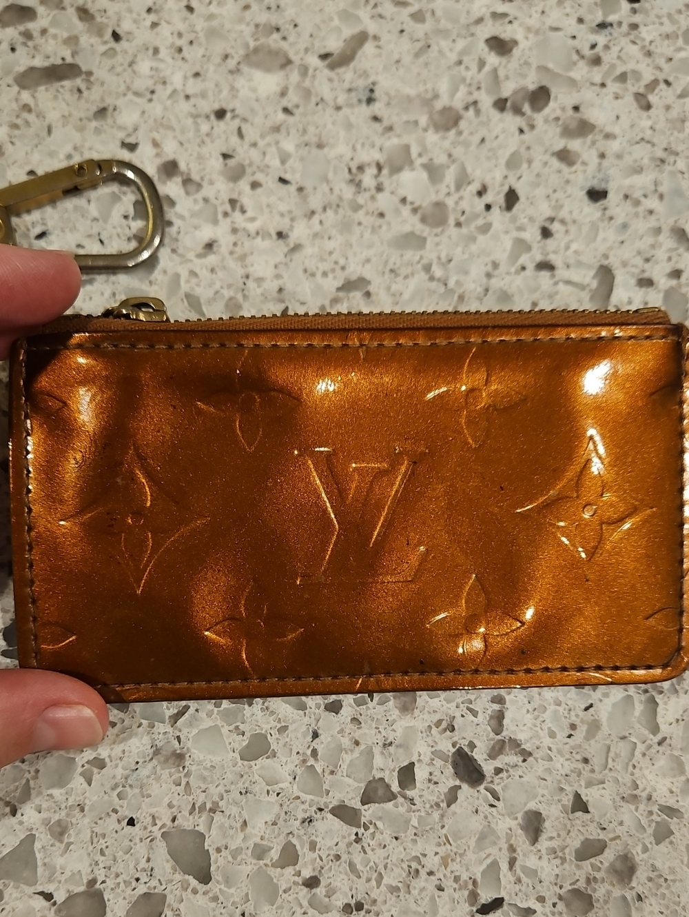 Louis Vuitton Monogrammed Vernis Key Pouch- Bronze